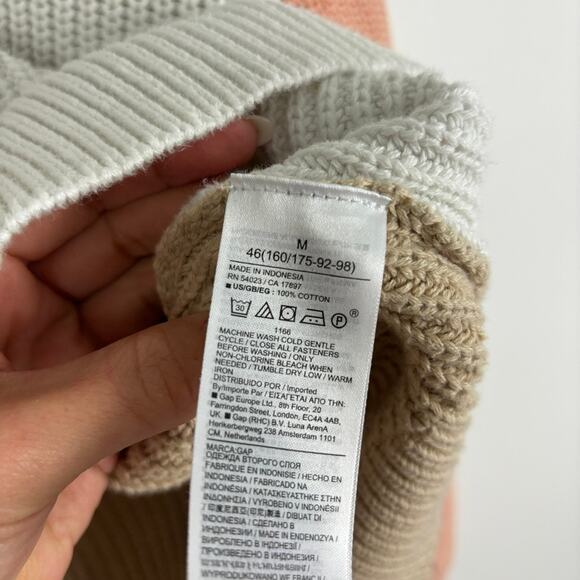 Vintage GAP Colorblock Chunky Knit Cardigan Sweater M Preppy Academia - Picture 4 of 6